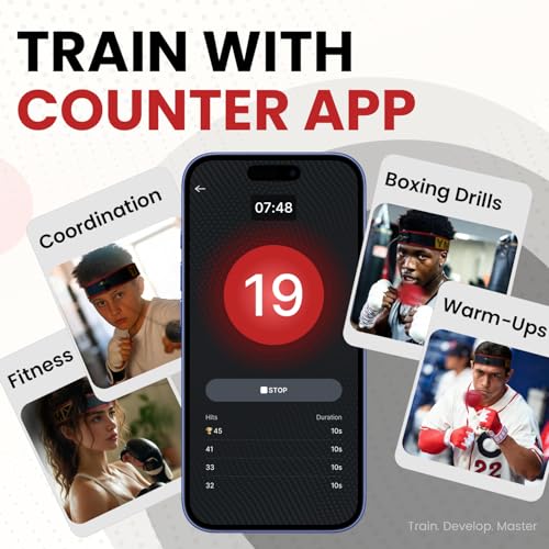 Training Reflex Ball with Counter App - Adjustable Headband, Yellow/Black