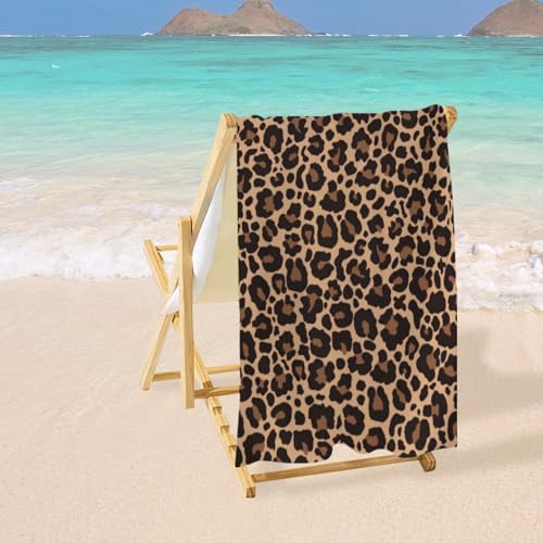 Franala Leopard Print 30x60in Beach Towel - Quick-Dry Lightweight Towel for Travel, Yoga, Swim