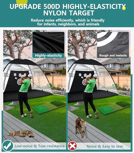 10x7FT Golf Practice Net with Tri-Turf Mat - All-Season