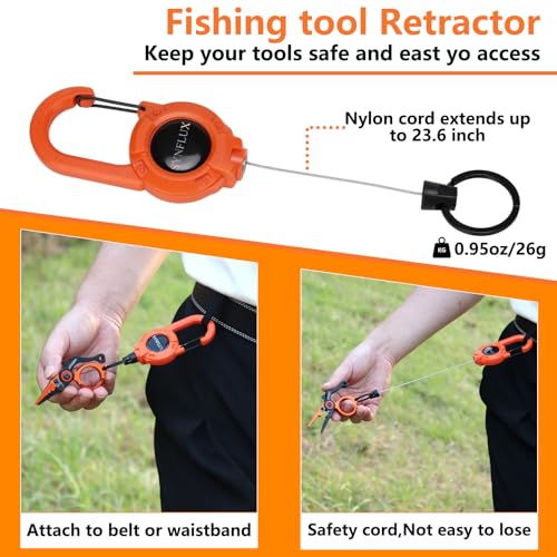 SYNFLUX Mini Fishing Pliers with Line Cutter 5‑in‑1 Saltwater Tool – Orange/Black