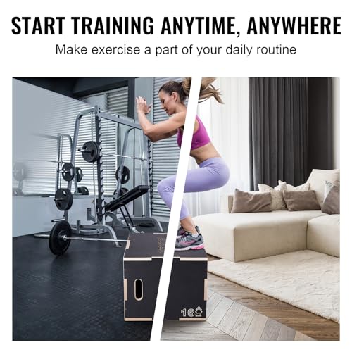 Plyometric Jump Box - 3 Adjustable Heights, 24"x20"x16"