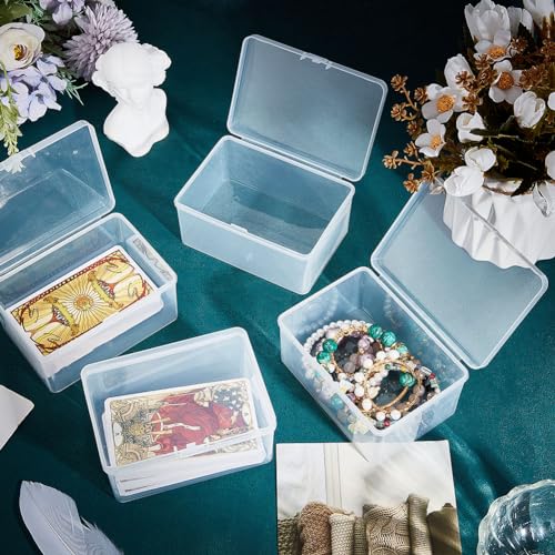 NBEADS 4-Pack Clear Bead Storage Boxes with Lids – 6.6 x 10 x 3.85 cm Plastic Craft Organizer