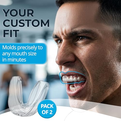 Custom Fit Sport Mouth Guards - 2 Pack, BPA Free, Clear