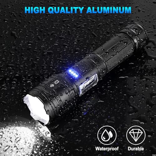 Rechargeable LED Flashlights High Lumens, 99,000 Lumens Super Bright Flashlight 7 Modes w/COB Work Light, Powerful Flash Light for Outdoor Emergency Hiking Camping