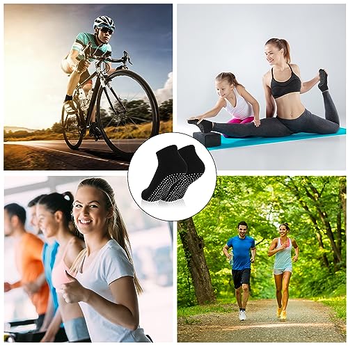 Non-Slip Yoga Socks with Grips - 4 Pairs, Black