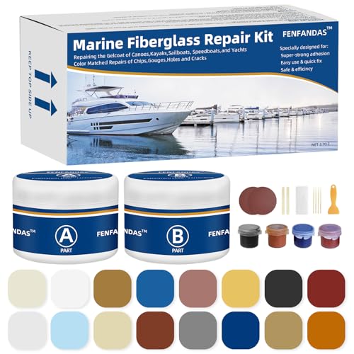 Marine Fiberglass Repair Kit with Color Matching for Boats