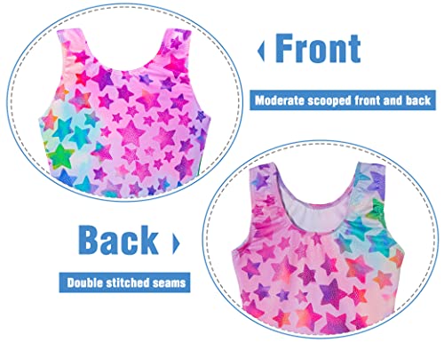 Girls' Gymnastics Leotard One Piece Biketard - Rainbow Star 4-5T