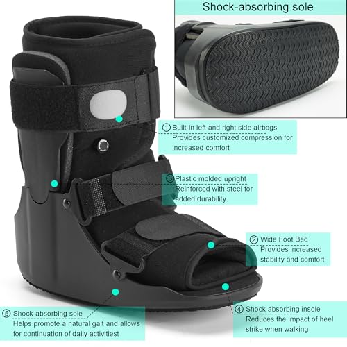 Honprodu Large Air Walking Boot for Broken Foot & Sprained Ankle - Adjustable Support, Lightweight Recovery Shoe