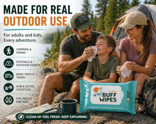 Camping Wet Wipes - Biodegradable Full Body Cleansing Wipes, 1 Count