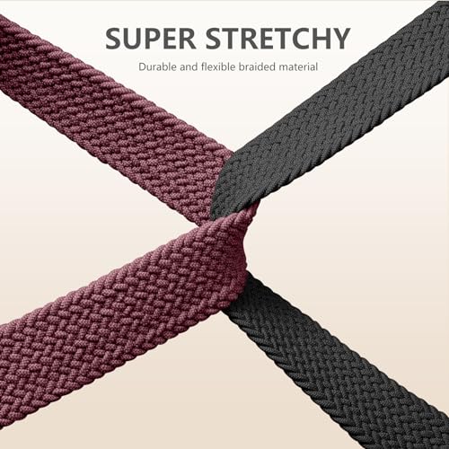 Braided Stretchy Bracelet Band for Fitbit Versa 2 - Black (5.43"-8.58")