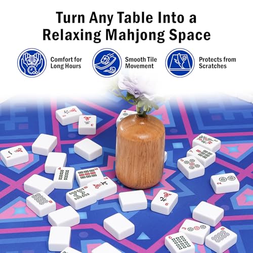 Kyerlish Mahjong Mat with Rule Book & Black Carrying Bag - 32.4" Square