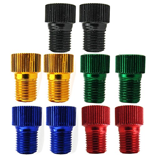 10 Pcs Aluminum Presta to Schrader Valve Adapters for Bikes
