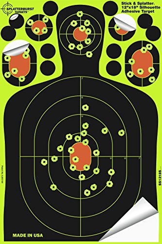 50 Pack Splatterburst Targets - 12x18 Inch Fluorescent Self-Adhesive Shooting Targets for Guns & Airsoft