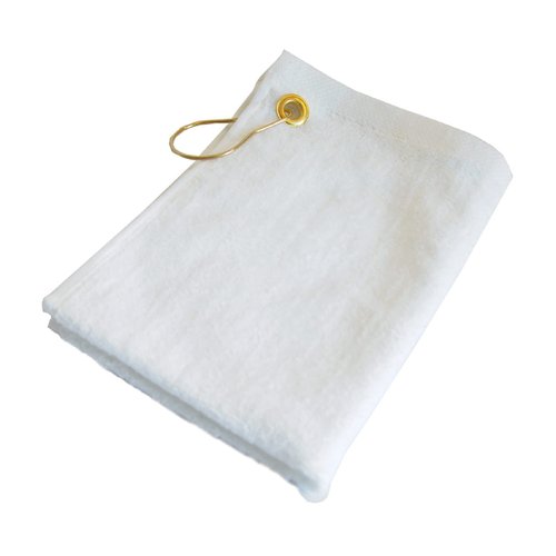 Georgiabags 3 Pack Terry Velour Golf Towels, 11x18 Fingertip Towels, Sport Towels, Corner Grommet & Hook (White)
