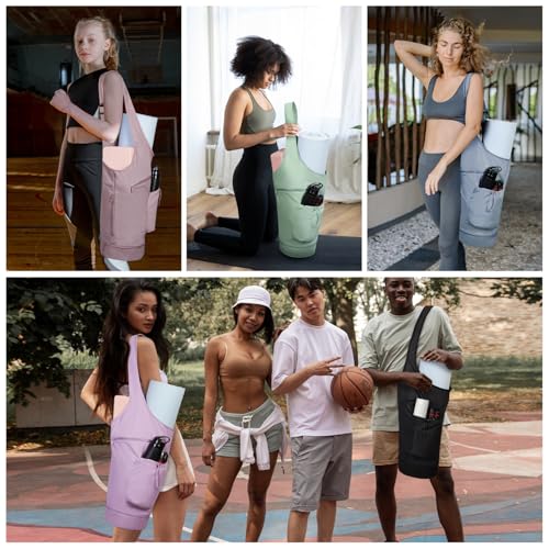 Yoga Mat Bag with Waterproof Pocket & Adjustable Strap - Blue