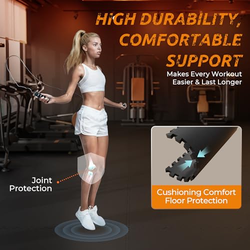 Thicker Rubber Gym Flooring Mat - 48 Sq Ft Interlocking Tiles