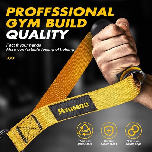 Heavy Duty Exercise Handles - Yellow Cable Attachments for Gym