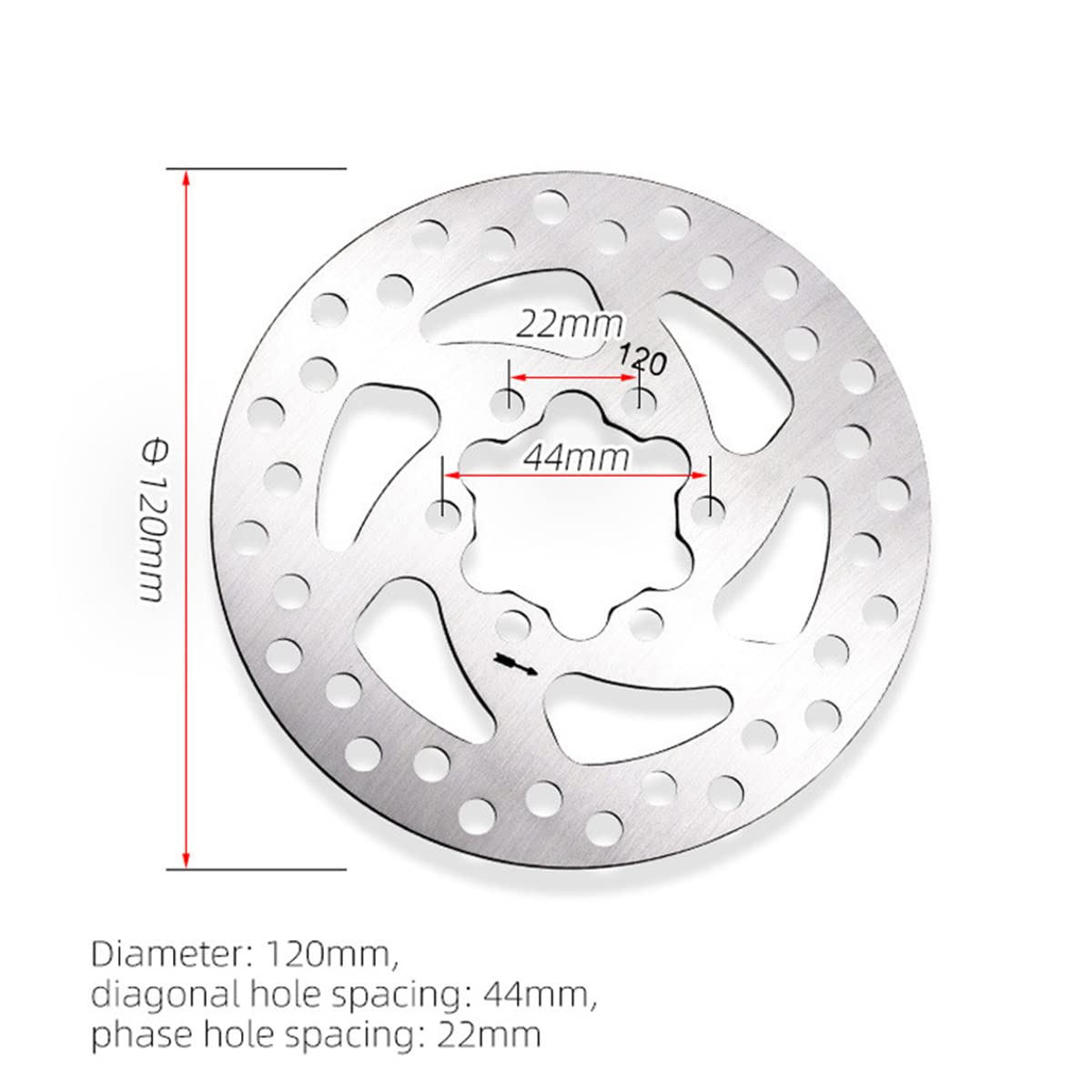 RidTianTek Stainless Steel Brake Disc with 6 Holes Disc Brake Piece Rotor 120mm for Electric Scooter Brake Pads Brake Accessories