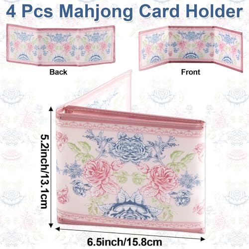 Bornerwhite Pink Mahjong Card Holder Sleeves 4-Pack - Mahjong 2026 Protector for 2025 Cards