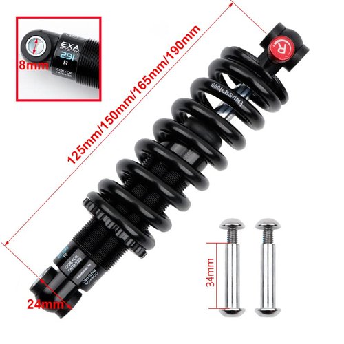 JFOYH Coil+Oil Shock Absorber Adjustable Damping Hydraulic Rear Shocks for MTB/E-Bike/Scoters, 125MM/150MM/165MM/190MM 550LBS/650LBS/1000LBS/1500LBS - 165MM*1000LBS