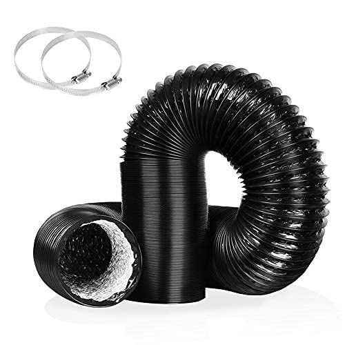 YIJUHOU 4 Inch 25FT Dryer Vent Hose, Non-Insulated Air Duct for Exhaust Fan Grow Tent, with 2 Clamps