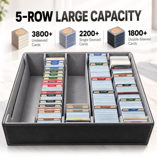 Scimi 5-Row Trading Card Storage Box for MTG Decks, 3800+ Cards, Black