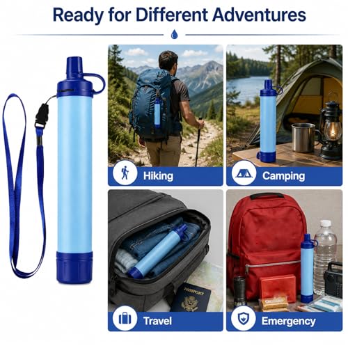 Emergency Water Filter Straw 2PCS - Portable, Lightweight for Hiking, Camping & Travel