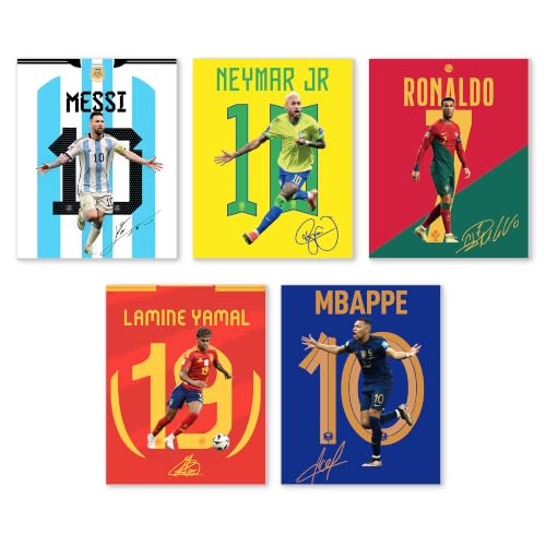 Soccer Wall Art Poster Set - 5 Unframed Prints, 8x10 Inches - Multicolor 1545