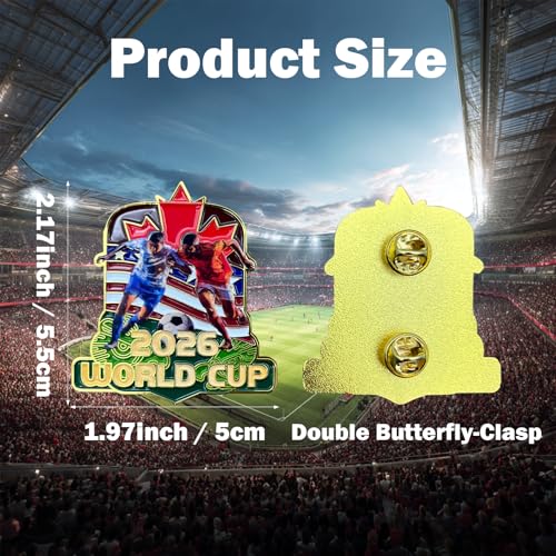 2026 Soccer World Cup Badge Pin - Shiny Enamel Collectible, 2.17x1.97 Inch, Secure Butterfly Clasp - Variation 2