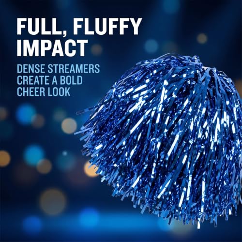Blue Cheerleading Poms - Set of 2 with Plastic Handles