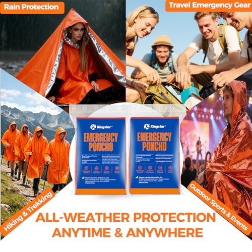 Emergency Mylar Poncho - Waterproof Reusable 3X-Large Pack