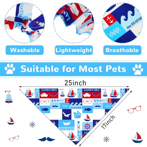 8 Pcs Nautical Dog Bandanas - Summer Ocean Style Scarf Set