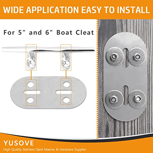 Stainless Steel Boat Cleat Backing Plate for Dock and Marine Use - 2 Pack