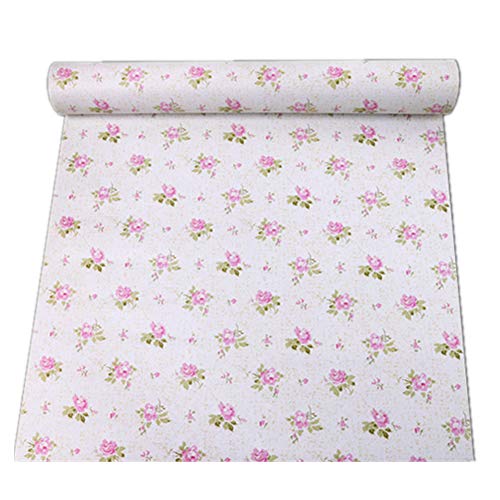REDODECO Self-Adhesive Retro Pink Floral Wallpaper Paper Shelf Liner Peel & Stick Dresser Drawer Sticker Home Funiture Decorative Paper 17.7inch by 118inch