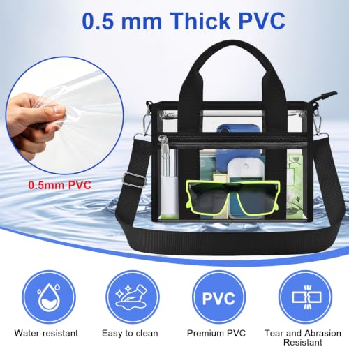 Clear Stadium Bag - Medium Black Crossbody Messenger for Events