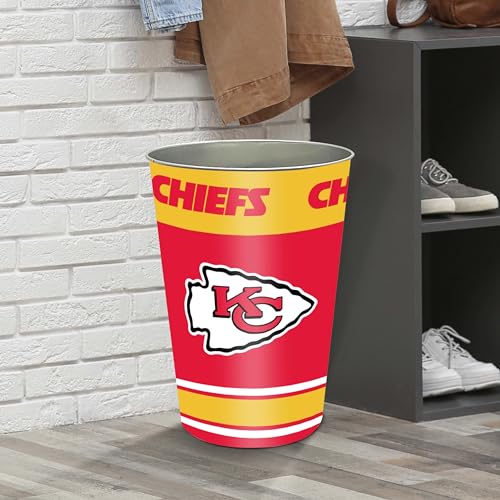 Kansas City Chiefs Wastebasket - 15" Tin Trash Bin with Logos
