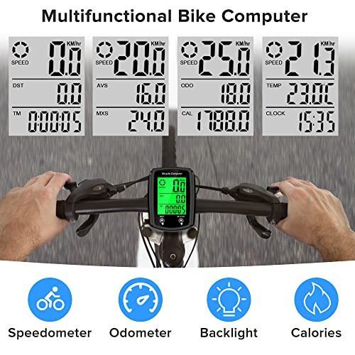 Bike Speedometer & Odometer - Wired LCD Display - Black