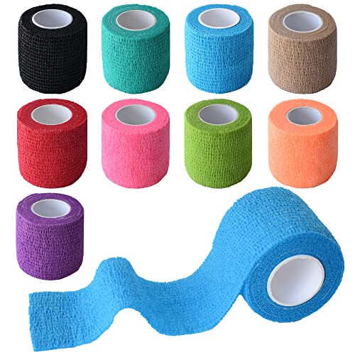 2 Inch Self Adhesive Bandage Wrap - 9 Pack Multi Colors