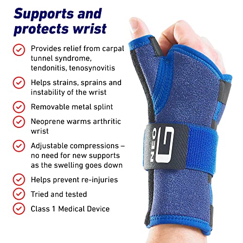 Neo-G Wrist and Thumb Brace, Stabilized - Spica Support For Carpal Tunnel Syndrome, Arthritis, Tendonitis, Joint Pain - Adjustable Compression - Class 1 Medical Device - Right