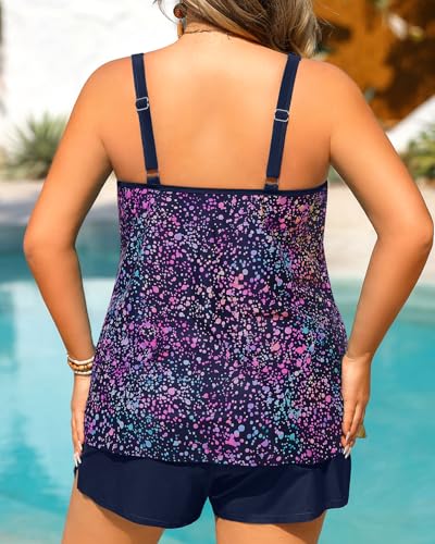 Tempt Me Plus Size Star Sky Tankini Swimsuit 22 Plus Two-Piece Flowy Bathing Suit with Shorts