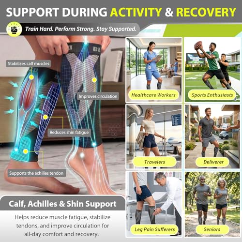 Calf Compression Sleeves for Pain Relief & Muscle Recovery
