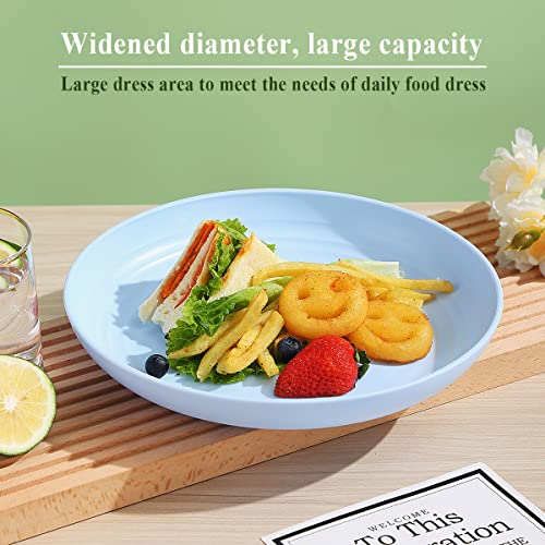 Berglander 9 Inch Plastic Deep Dinner Plates Set of 8 - Reusable, Unbreakable, BPA-Free, Microwave & Dishwasher Safe