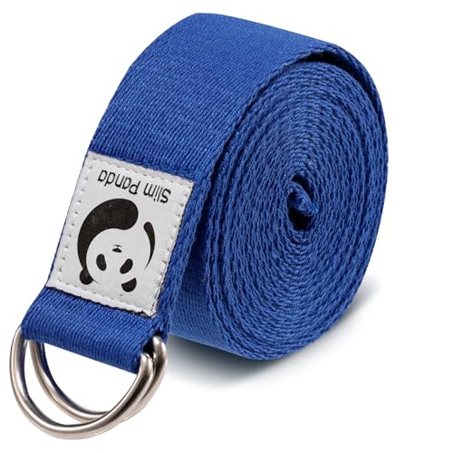 Adjustable Cotton Yoga Strap with D-Ring Buckle - 8 Feet Deep Blue