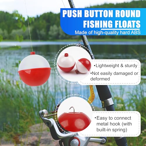 Fishing Bobbers Set - Snap On Red/White Floats, 1 Inch, Pack of 10