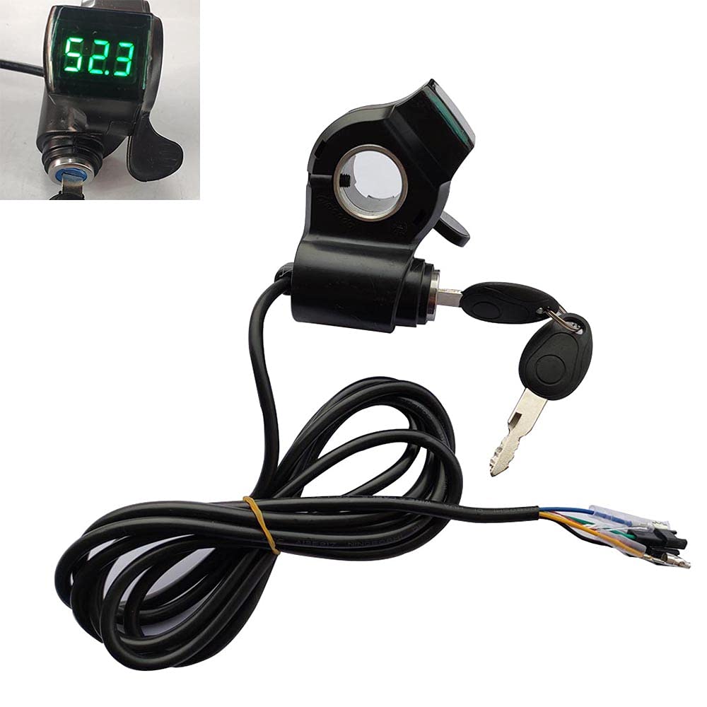 yuandai 12V-99V Electric Scooter/E-Bike Thumb Throttle Accelerator LCD Display Voltage Key Lock for E-Scooter Electric Bike (Green LCD Display)