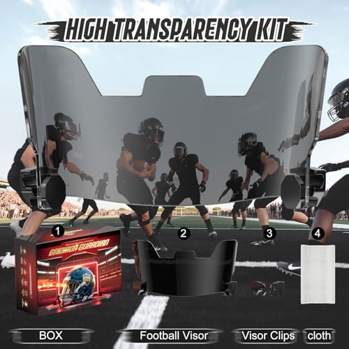 Black Tinted Football Helmet Visor - Clip-On Kit, 1 Pack