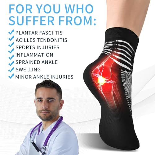 Compression Ankle Support Socks for Plantar Fasciitis Relief - 2/3/6 Pairs