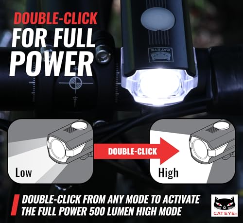 CATEYE AMPP500S USB Rechargeable Bike Headlight - Bright Cycling Light