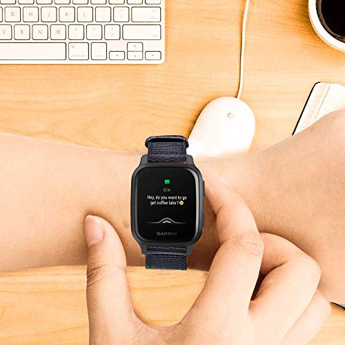 Soft Nylon Replacement Watch Band for Garmin Venu SQ Music - Black