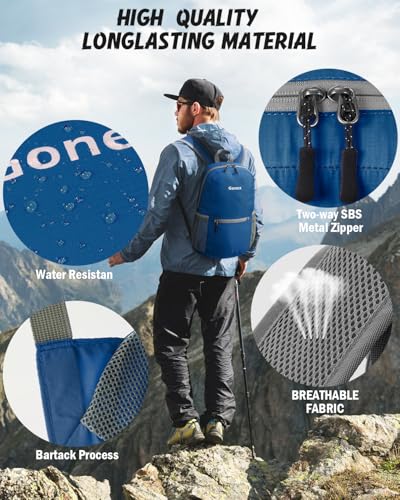Gonex 20L Packable Daypack Backpack – Dark Blue Lightweight Foldable Travel Bag